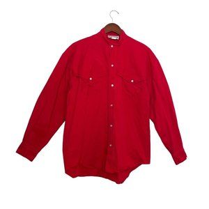 Vintage Slammers Western Wear Red Button Down Long Sleeve- Men’s Size L- EUC